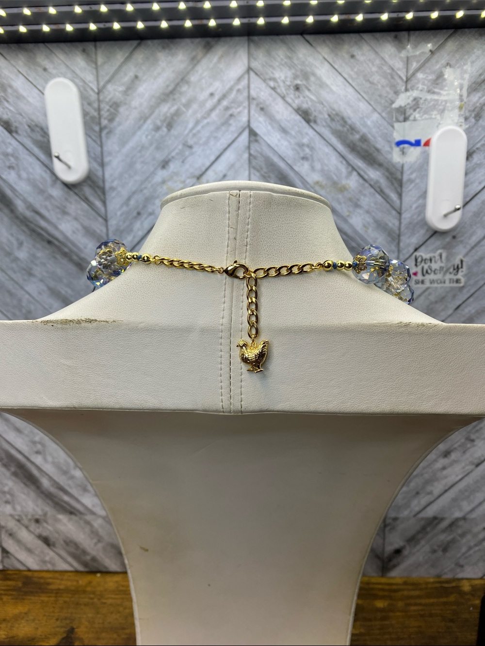 Clear Blue AB faceted. 16 mm hand knotted  20 inch necklace Aprilsplace - Picture 3 of 10